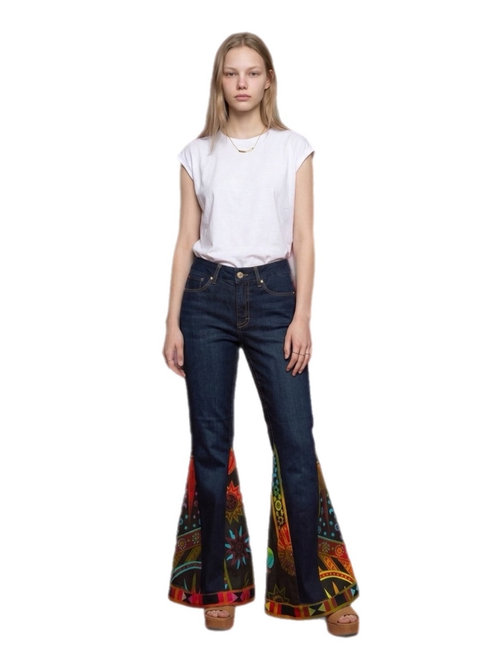Upcycled High-Waist Dark Blue Flare Jeans Bellbottoms